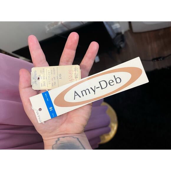 NWT Vintage 80s Amy Deb Mauve Pink Lace Chiffon Belted Dress 16 XLarge Cottage - Picture 4 of 6